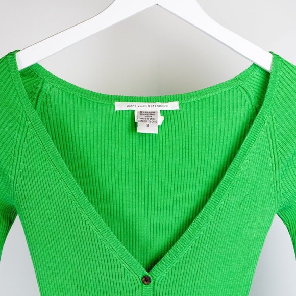 Diane von Furstenberg Peapod Ribbed Tie-Waist Cardigan - Picture 3 of 5